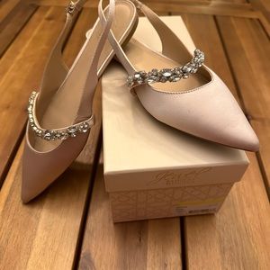 Badgley Mischka Champagne Satin Slingback Flats